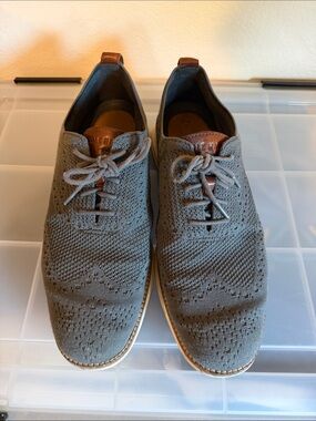 Cole Haan Grey Knit Wingtip Lace-Up Oxfords